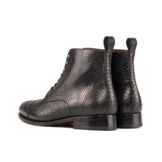 Ambrogio Bespoke Black Python Jumper Boots (AMB2426)