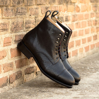 Ambrogio Bespoke Black Python Jumper Boots (AMB2426)