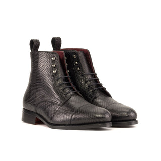 Ambrogio Bespoke Black Python Jumper Boots (AMB2426)