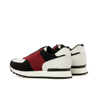 Ambrogio Bespoke Black, Red, and White Suede / Leather Jogger Sneakers (AMB2467)