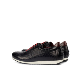 Ambrogio Bespoke Black Snake-Skin / Leather Corsini Casual Sneakers (AMB1587)