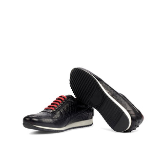 Ambrogio Bespoke Black Snake-Skin / Leather Corsini Casual Sneakers (AMB1587)