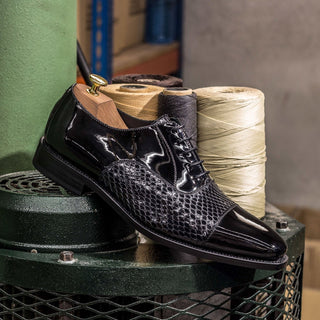 Ambrogio Bespoke Black Snake-Skin / Patent Oxfords (AMB1797)