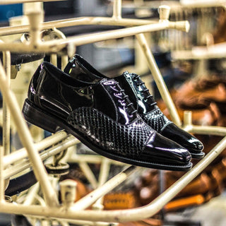 Ambrogio Bespoke Black Snake-Skin / Patent Oxfords (AMB1797)