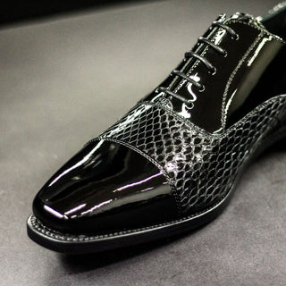 Ambrogio Bespoke Black Snake-Skin / Patent Oxfords (AMB1797)