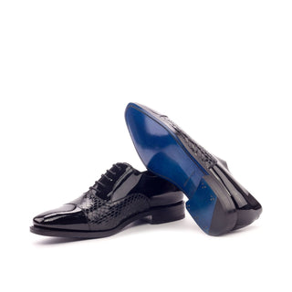 Ambrogio Bespoke Black Snake-Skin / Patent Oxfords (AMB1797)