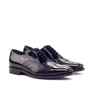 Ambrogio Bespoke Black Snake-Skin / Patent Oxfords (AMB1797)
