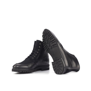 Ambrogio Bespoke Black Suede / Leather Moccasin Boots (AMB1760)