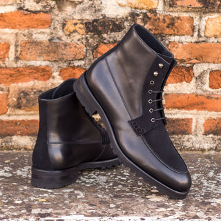Ambrogio Bespoke Black Suede / Leather Moccasin Boots (AMB1760)