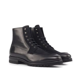 Ambrogio Bespoke Black Suede / Leather Moccasin Boots (AMB1760)