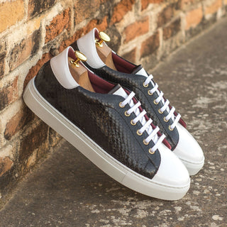 Ambrogio Bespoke Black & White Snake-Skin / Patent / Leather Sneakers (AMB1791)