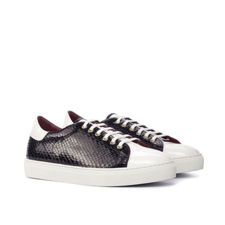 Ambrogio Bespoke Black & White Snake-Skin / Patent / Leather Sneakers (AMB1791)