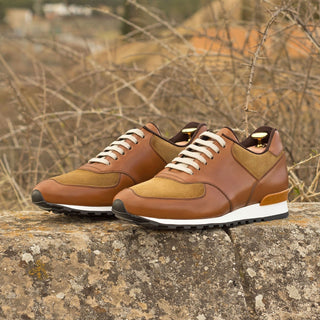 Ambrogio Bespoke Brown & Camel Suede / Leather Jogger Sneakers (AMB1853)