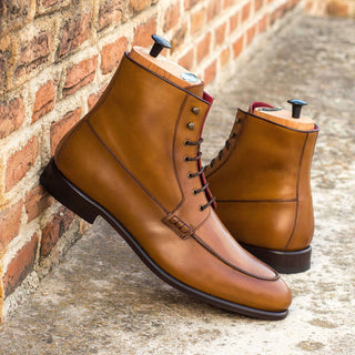 Ambrogio Bespoke Brown & Cognac Leather Moccasin Boots (AMB1604)