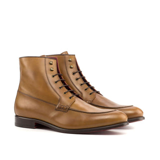 Ambrogio Bespoke Brown & Cognac Leather Moccasin Boots (AMB1604)