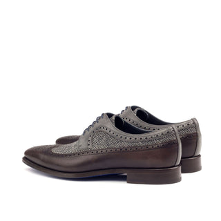 Ambrogio Bespoke Brown & Gray Fabric / Leather Longwing Oxofrds (AMB1588)