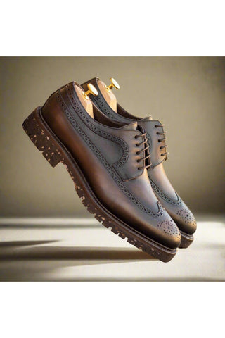 Ambrogio Bespoke Brown Leather Derby Oxfords (AMB2558)-AmbrogioShoes