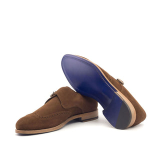 Ambrogio Bespoke Brown Lux Suede Monk Strap (AMB1480)
