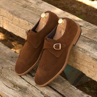 Ambrogio Bespoke Brown Lux Suede Monk Strap (AMB1480)