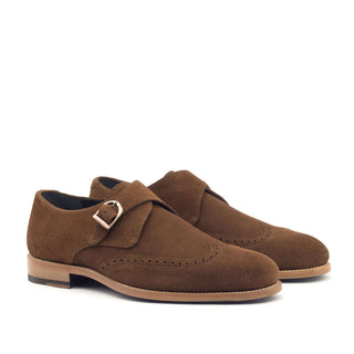 Ambrogio Bespoke Brown Lux Suede Monk Strap (AMB1480)