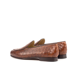 Ambrogio Bespoke Brown Ostrich / Leather Belgian Loafers (AMB1814)