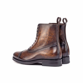 Ambrogio Bespoke Brown Patina Leather Balmoral Boots (AMB1843)