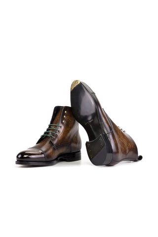 Ambrogio Bespoke Brown Patina Leather Jumper Boots (AMB2507)-AmbrogioShoes