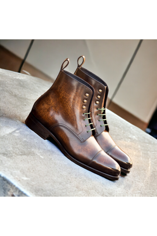 Ambrogio Bespoke Brown Patina Leather Jumper Boots (AMB2507)-AmbrogioShoes