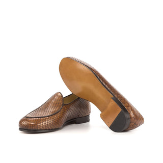 Ambrogio Bespoke Brown Snake-Skin / Leather Belgian Loafers (AMB1812)
