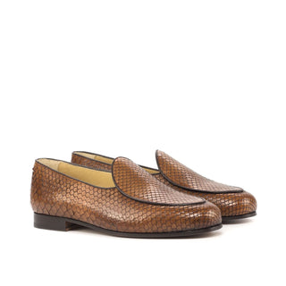 Ambrogio Bespoke Brown Snake-Skin / Leather Belgian Loafers (AMB1812)