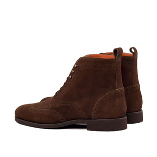 Ambrogio Bespoke Brown Suede Military Brogue Boots (AMB1529)