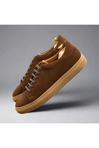 Ambrogio Bespoke Brown Suede Trainer Sneakers (AMB2529)-AmbrogioShoes