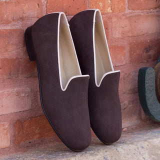 Ambrogio Bespoke Brown Suede Wellington Loafers (AMB1671)