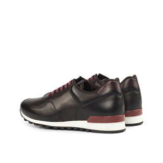Ambrogio Bespoke Burgundy & Brown Leather Jogger Casual Sneakers (AMB1616)