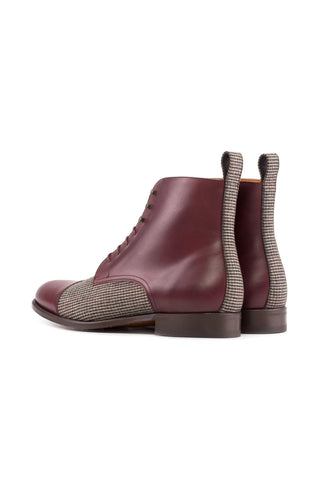 Ambrogio Bespoke Burgundy Fabric / Leather Jumper Boots (AMB2503)-AmbrogioShoes