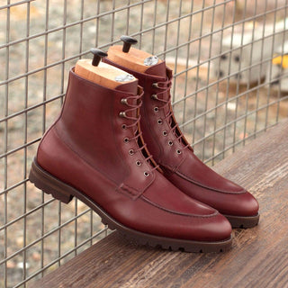 Ambrogio Bespoke Burgundy Leather Moccasin Boots (AMB1607)