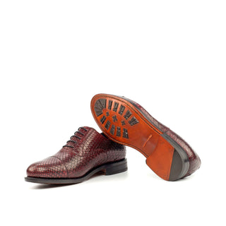 Ambrogio Bespoke Burgundy Snake-Skin Oxfords (AMB1567)