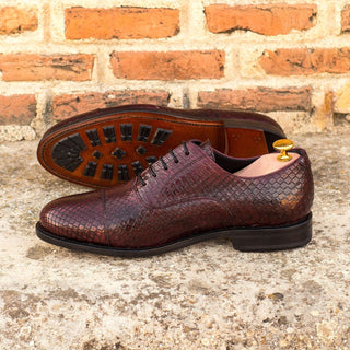 Ambrogio Bespoke Burgundy Snake-Skin Oxfords (AMB1567)