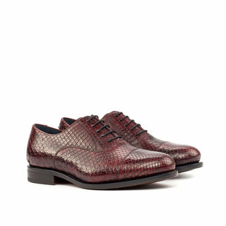 Ambrogio Bespoke Burgundy Snake-Skin Oxfords (AMB1567)