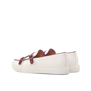 Ambrogio Bespoke Burgundy & White Leather Monk Sneakers (AMB1486)