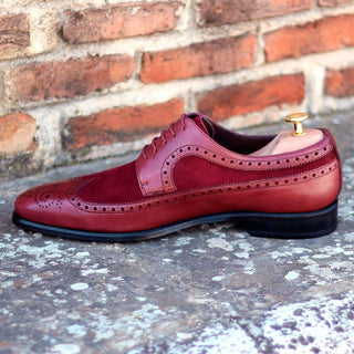 Ambrogio Bespoke Burgundy & Wine Suede / Leather Wingtip Oxfords (AMB1798)