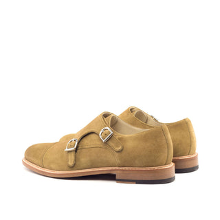 Ambrogio Bespoke Camel Suede Monk-Straps Loafers (AMB1505)