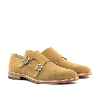 Ambrogio Bespoke Camel Suede Monk-Straps Loafers (AMB1505)