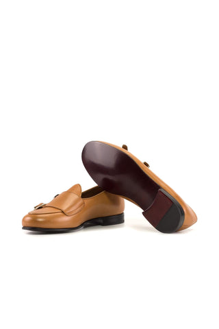 Ambrogio Bespoke Cognac Full Grain / Leather Double Monk Strap (AMB2554)-AmbrogioShoes