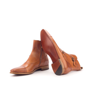 Ambrogio Bespoke Cognac Leather Buckle Boots (AMB1802)