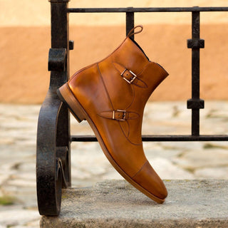 Ambrogio Bespoke Cognac Leather Buckle Boots (AMB1802)