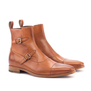 Ambrogio Bespoke Cognac Leather Buckle Boots (AMB1802)