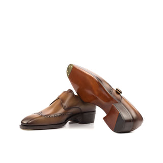 Ambrogio Bespoke Cognac Leather Monk Strap (AMB1824)