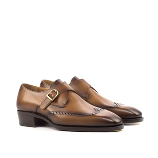 Ambrogio Bespoke Cognac Leather Monk Strap (AMB1824)
