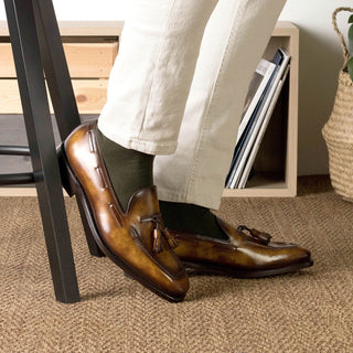 Ambrogio Bespoke Cognac Patina Leather Chelsea Boots (AMB2446)